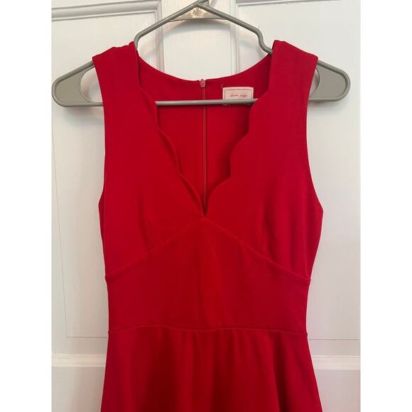 Love...Ady Nordstrom Women's XS Dress Red Scalloped V-Neck Fit & Flare Mini - Picture 10 of 11